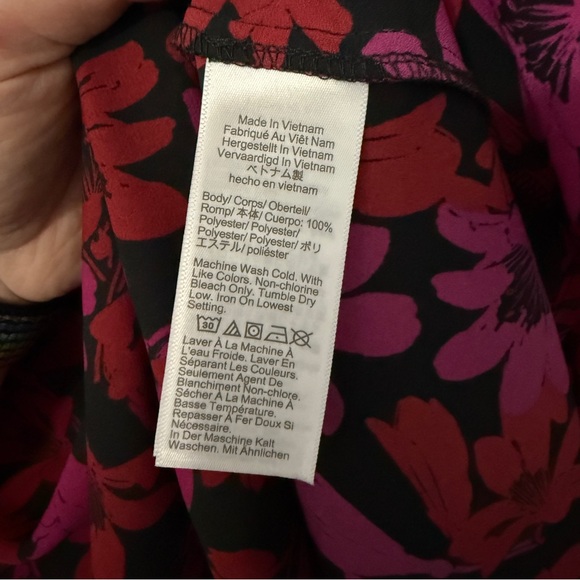 J. Crew Factory Printed Button Neck Top with Ruffles - Picture 3 of 4